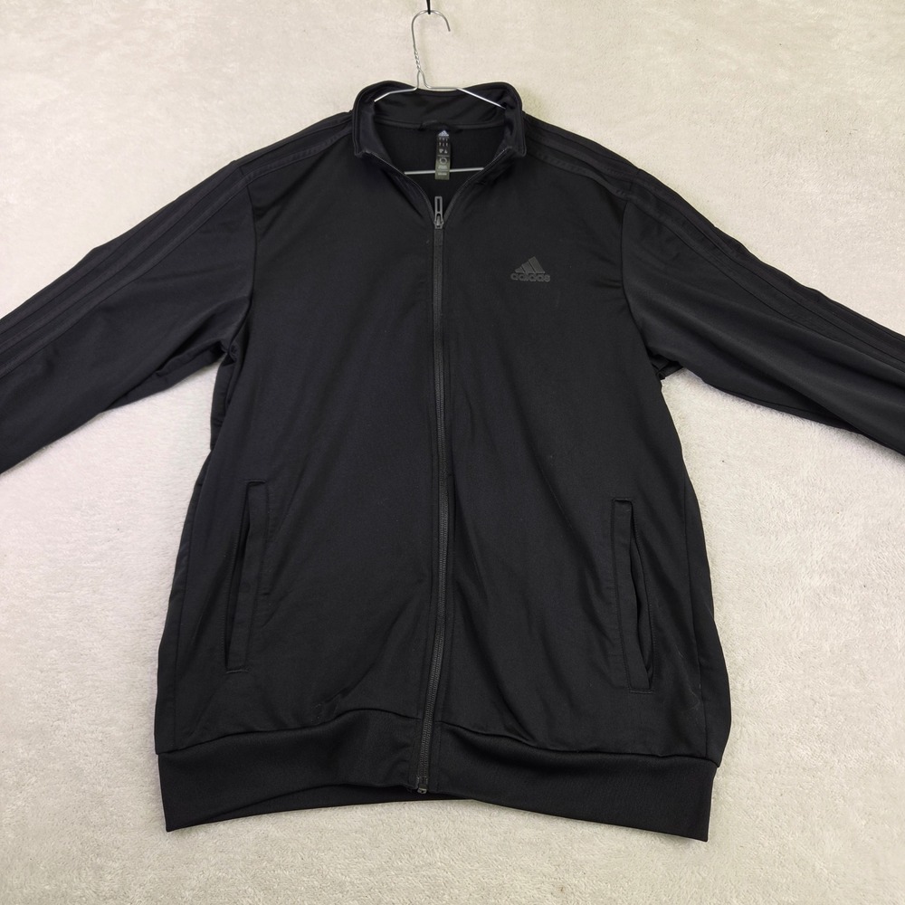 Adidas Mens Large Black 3 Stripe Full Zip Track Jacket End Plastic Waste